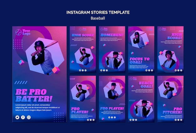 Free PSD baseball training instagram stories template