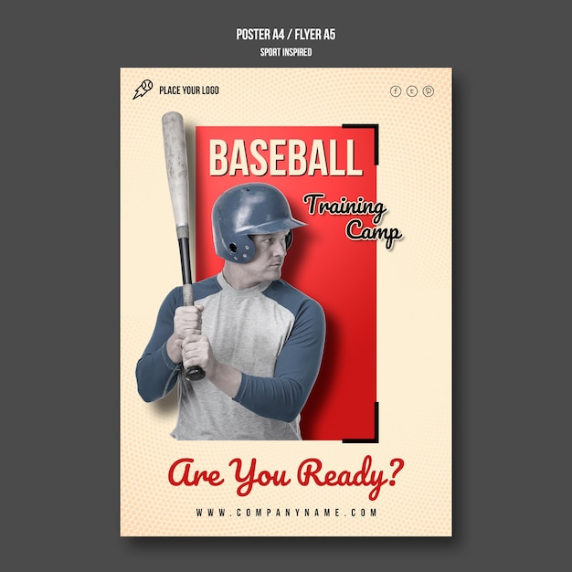 Free PSD baseball training poster template