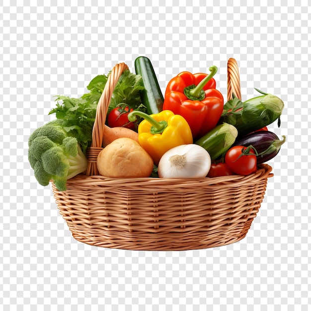 Basket full of vegetables isolated on transparent background