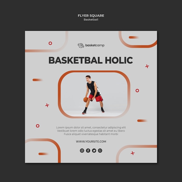 Basketball holic square flyer template