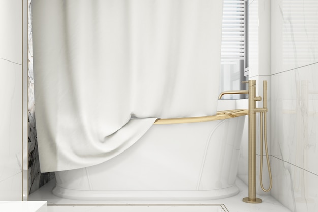 Free PSD bath curtain mockup