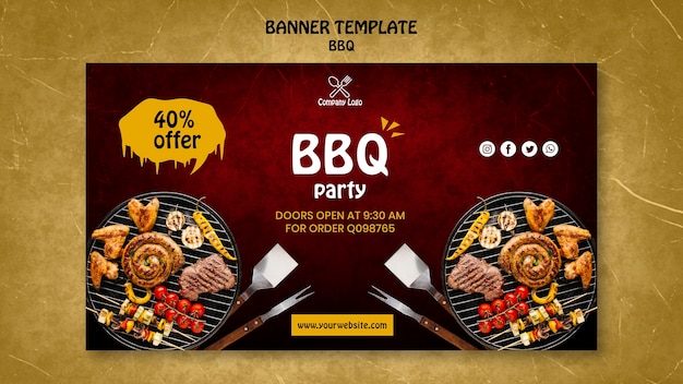 Bbq concept banner template