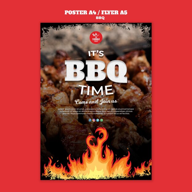 Bbq concept poster flyer template