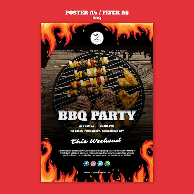 Free PSD bbq concept poster flyer template