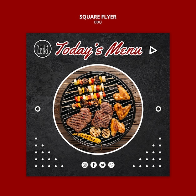 Free PSD bbq concept square flyer template