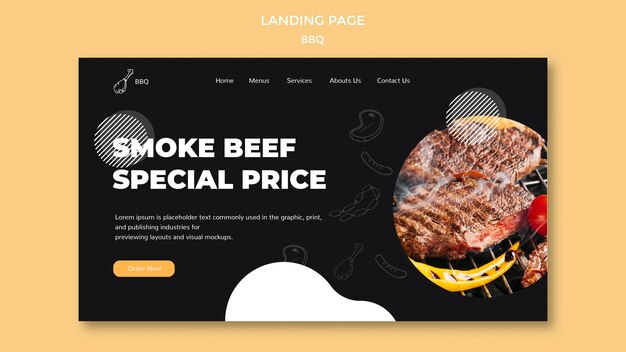 Free PSD bbq landing page template design