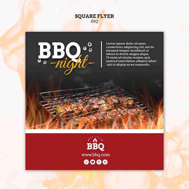 Free PSD bbq night and grill square flyer template