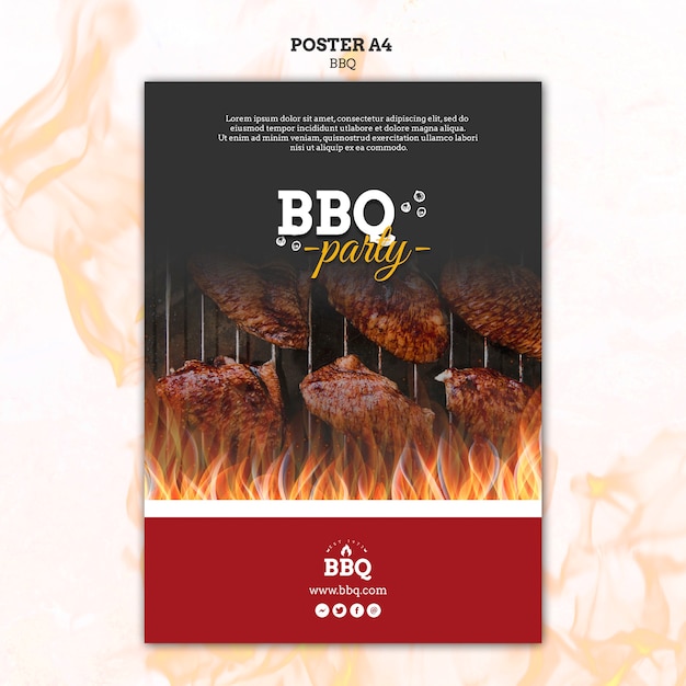 Free PSD bbq party and grill poster template