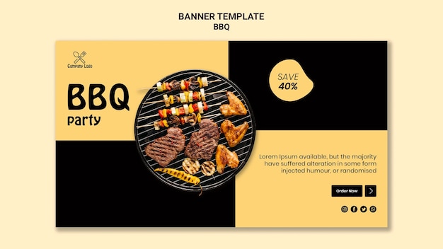 Bbq party horizontal banner style