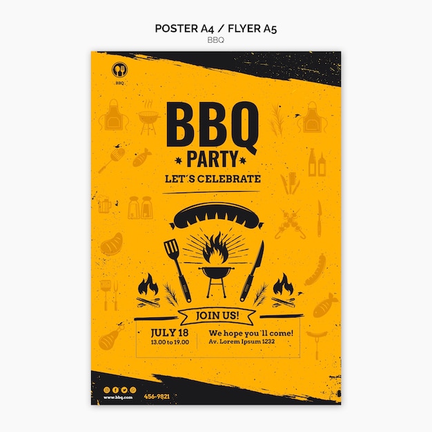 Free PSD bbq party poster template