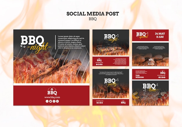 Free PSD bbq party social media post