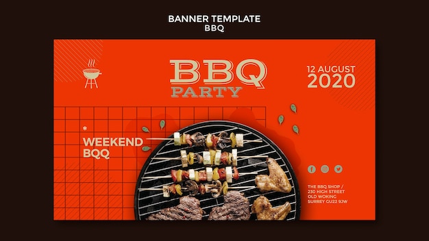 Free PSD bbq party template banner