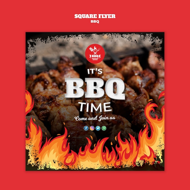 Free PSD bbq square flyer concept template