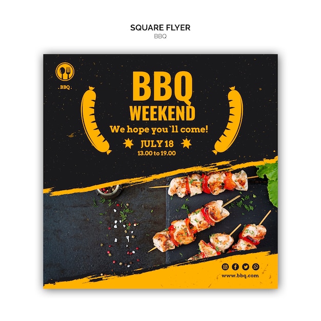 Free PSD bbq square flyer template