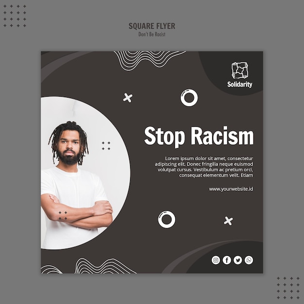 Free PSD don't be racist concept square flyer template