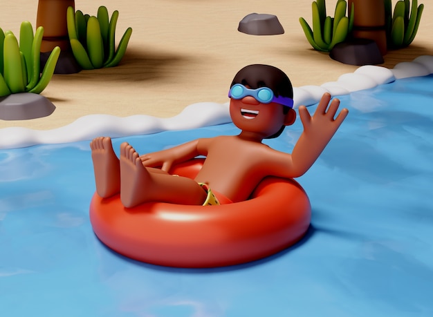 Free PSD beach boy character composition