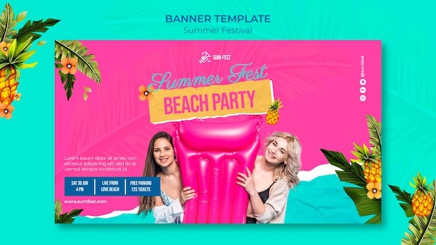 Free PSD beach party banner template