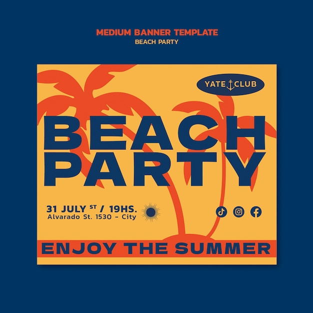 Free PSD beach party celebration template