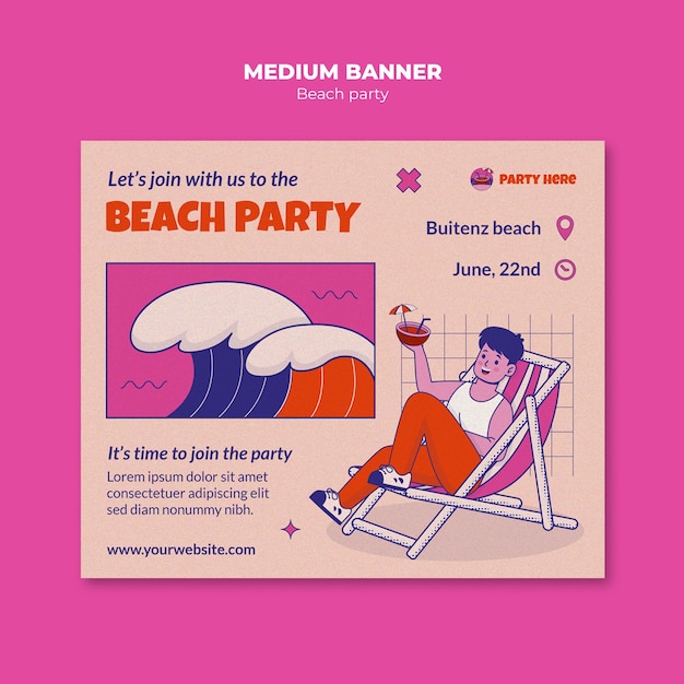 Free PSD beach party template design