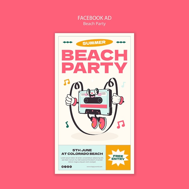 Free PSD beach party template design