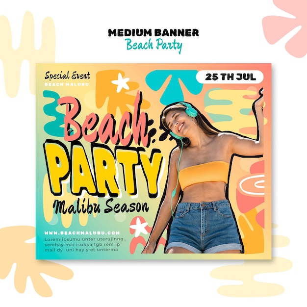 Free PSD beach party template design