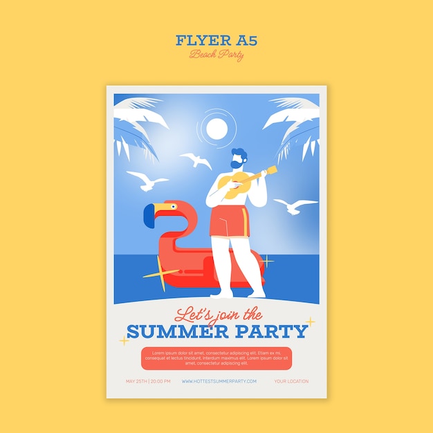 Free PSD beach party template design