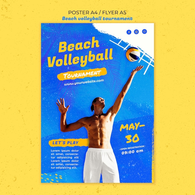 Free PSD beach volleyball concept flyer template