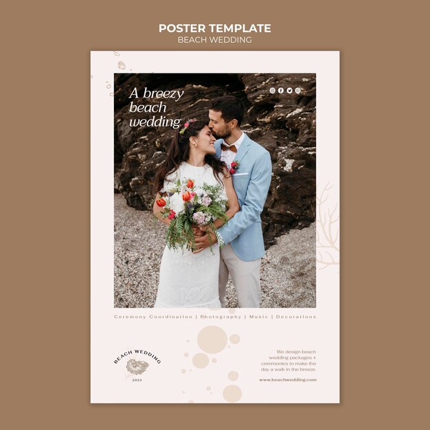 Beach wedding print template