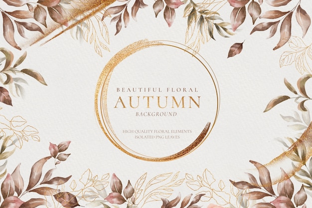 Beautiful autumn floral background with golden leaves