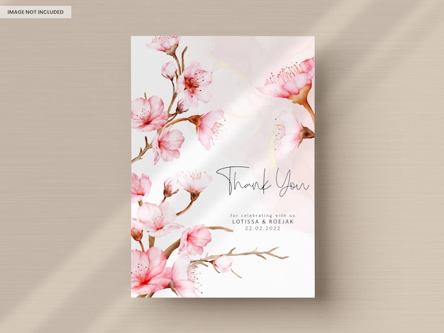 Free PSD beautiful cherry blossom flower invitation card template