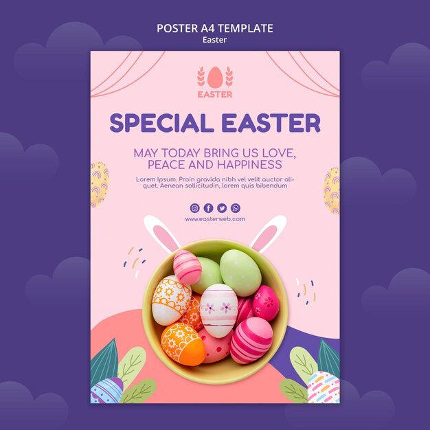 Beautiful easter day event poster template with photo