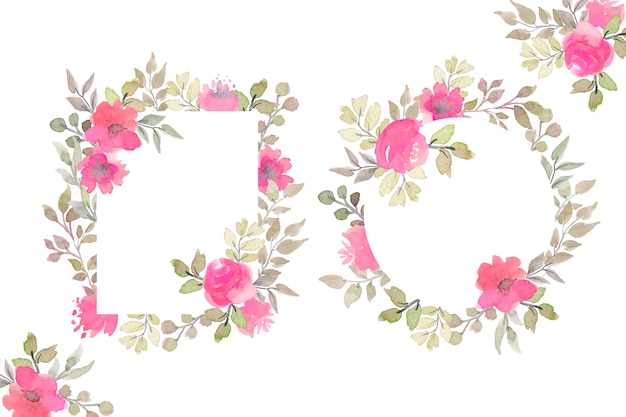 Beautiful Floral Frames with Watercolor Flowers