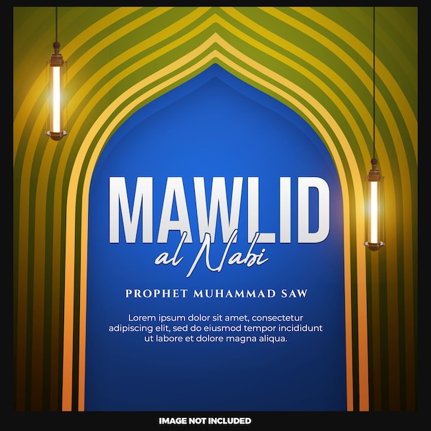 Free PSD beautiful muhammad prophet mawlid al nabi background design template