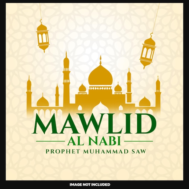 Free PSD beautiful muhammad prophet mawlid al nabi background design template