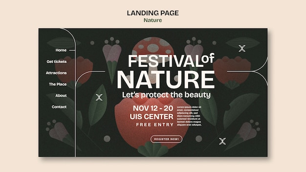 Free PSD beautiful nature landing page template