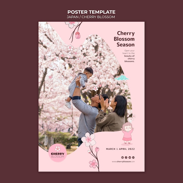 Free PSD beautiful poster japan template