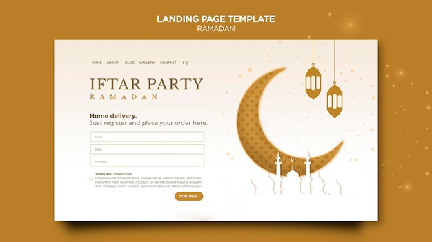 Free PSD beautiful ramadan landing page template