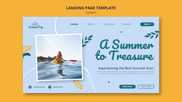 Free PSD beautiful summer template landing page