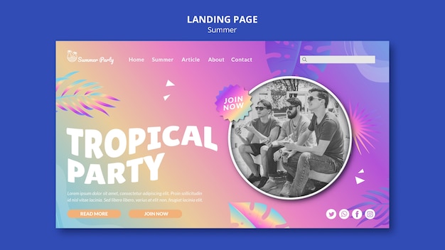 Beautiful summer template landing page