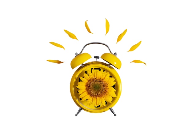 Free PSD beautiful sunflower clock isolated