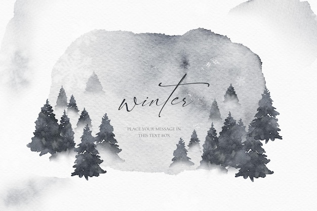 Free PSD beautiful watercolor christmas landscape background