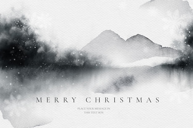 Free PSD beautiful watercolor christmas landscape background