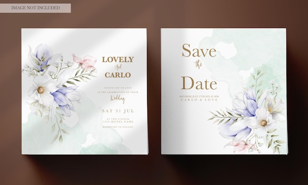 Beautiful wedding invitation card with elegant vintage floral