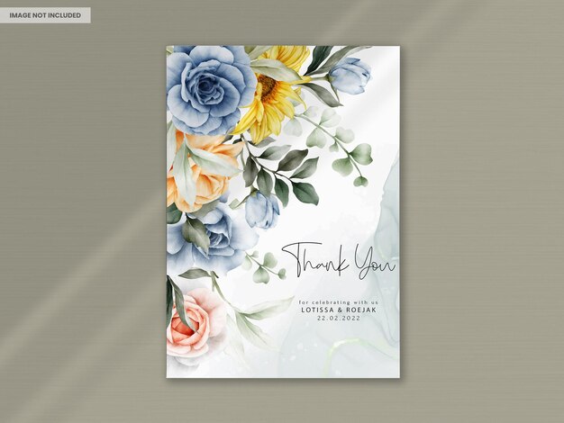 beautiful wedding invitation template with spring flower