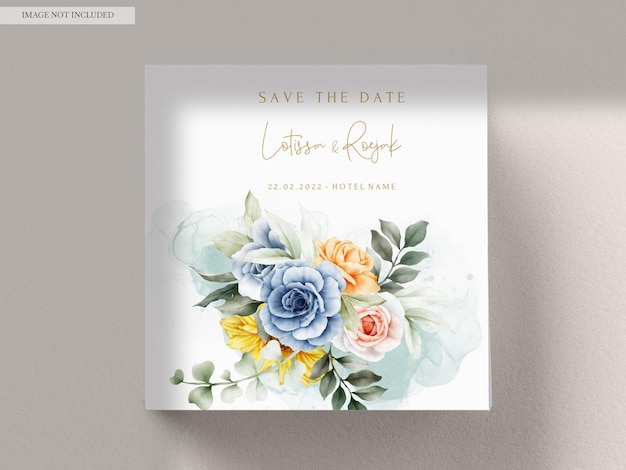 beautiful wedding invitation template with spring flower