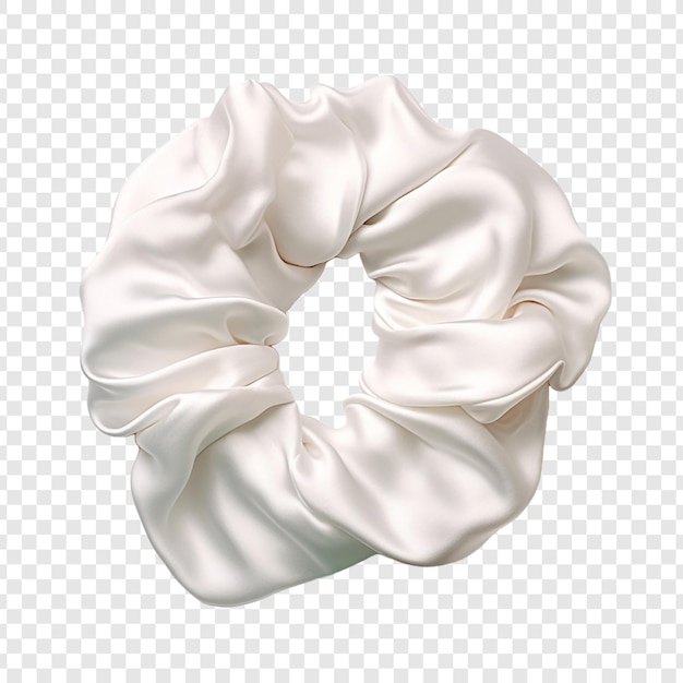 Free PSD beautiful white silk scrunchie isolated on transparent background