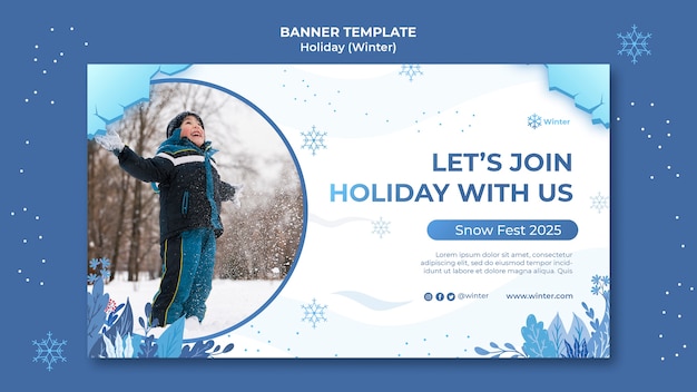 Free PSD beautiful winter holiday banner template