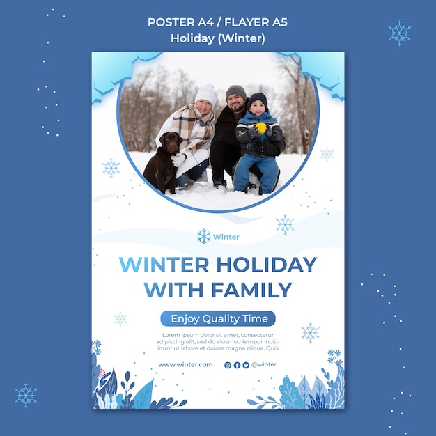 Free PSD beautiful winter holiday poster or flyer template