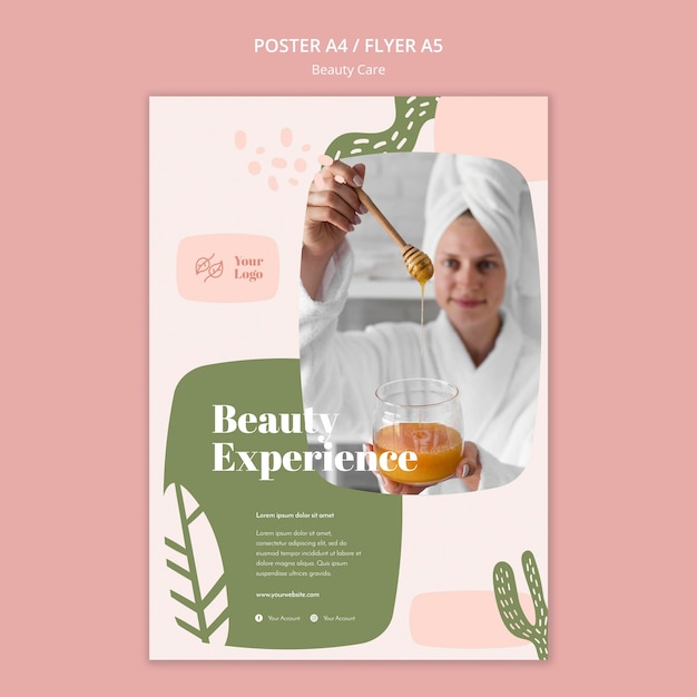 Free PSD beauty care template flyer