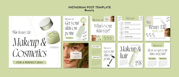 Free PSD beauty concept instagram posts template